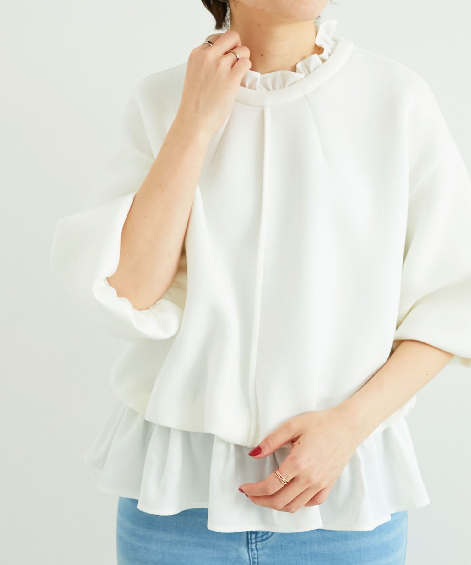 【ルクールブラン/le.coeur blanc】のTORRAZZO DONNA 別注2WAYレイヤード 人気、トレンドファッション・服の通販 founy(ファニー) 　ファッション　Fashion　レディースファッション　WOMEN　おすすめ　Recommend　スリーブ　Sleeve　デニム　Denim　バルーン　Balloon　フリル　Frills　ブラウジング　Browsing　ボトム　Bottom　モダン　Modern　ワイド　Wide　人気　Popularity　別注　Special Order　 other-1|ID: prp329100004321619 ipo3291000000030277074