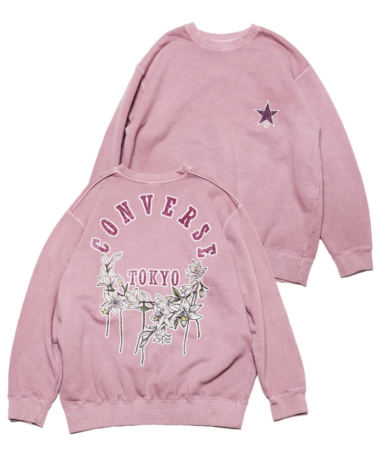 【コンバーストウキョウ/CONVERSE TOKYO】のCIRCLE FLOWER LOGO SWEAT インテリア・キッズ・メンズ・レディースファッション・服の通販 founy(ファニー) 　ファッション　Fashion　レディースファッション　WOMEN　トップス・カットソー　Tops/Tshirt　パーカ　Sweats　スウェット　Sweat　おすすめ　Recommend　カーゴパンツ　Cargo Pants　グラフィック　Graphic　サークル　Circle　スウェット　Sweat　スラックス　Slacks　デニム　Denim　トレンド　Trend　プリント　Print　ロング　Long　ワイド　Wide　ヴィンテージ　Vintage　ピンク|ID: prp329100004324675 ipo3291000000030008854