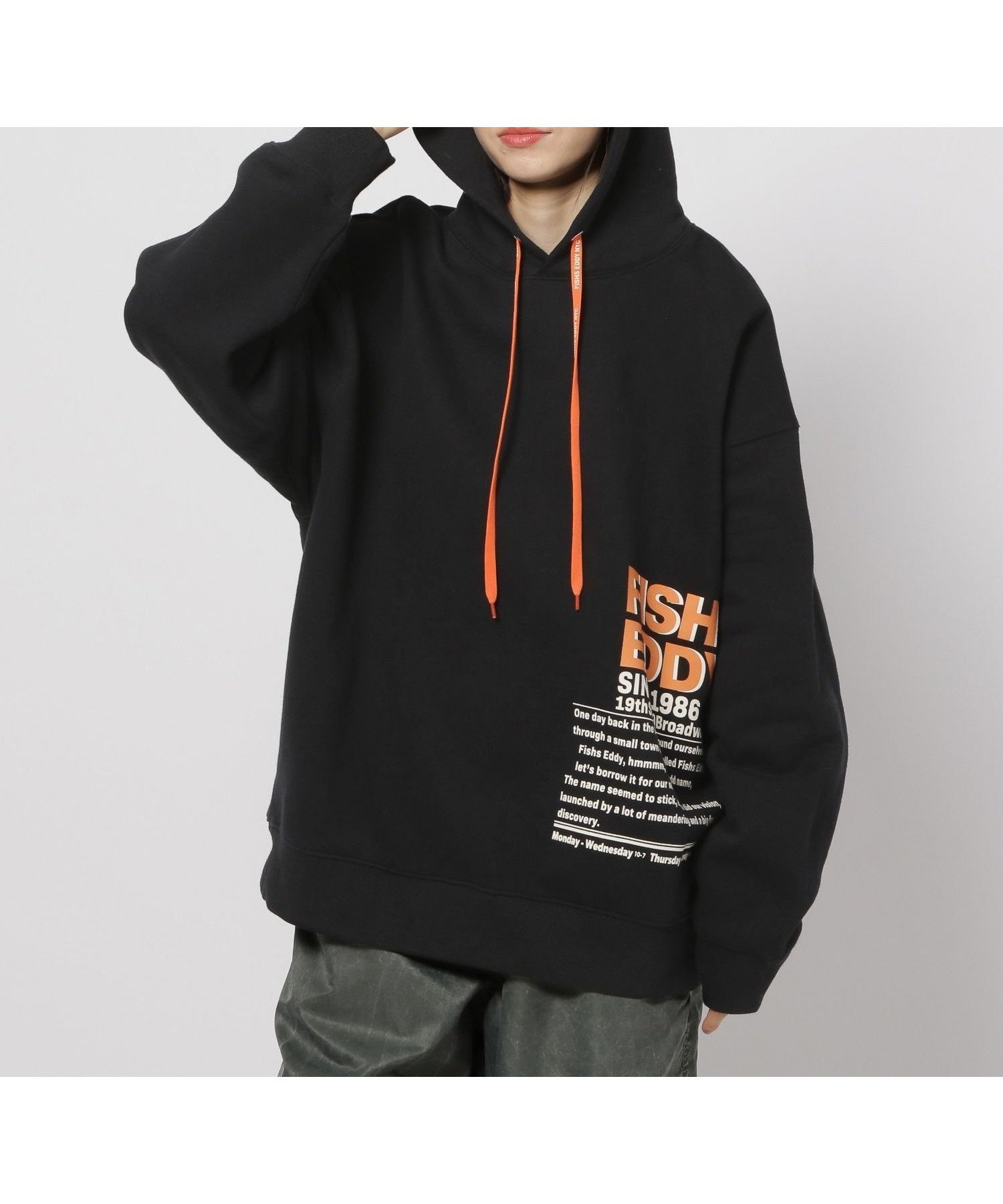 【ニコアンド/niko and】の【Fishs Eddy(フィッシュエディ)】裏起毛フーディー【UNISEX】 インテリア・キッズ・メンズ・レディースファッション・服の通販 founy(ファニー) 　ファッション　Fashion　レディースファッション　WOMEN　ユニセックス　Unisex　スウェット　Sweat　トレーナー　Trainer　ニューヨーク　New York　パーカー　Hoodie　プリント　Print　モチーフ　Motif　ブラック|ID: prp329100004324781 ipo3291000000030009575