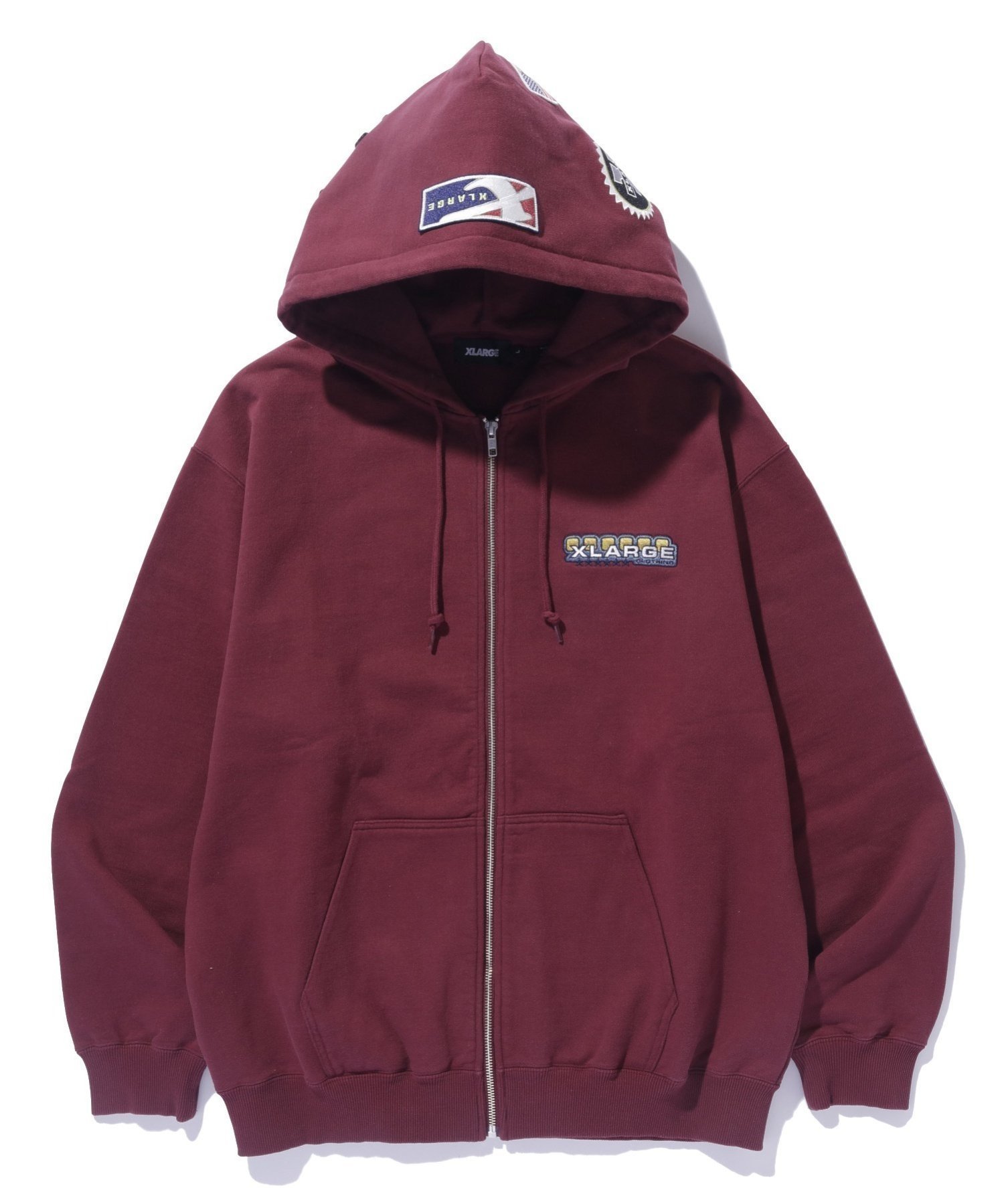 【エクストララージ/XLARGE / MEN】のMULTI EMBLEM ZIP HOODED SWEATSHIRT インテリア・キッズ・メンズ・レディースファッション・服の通販 founy(ファニー) 　ファッション　Fashion　メンズファッション　MEN　トップス・カットソー　Tops/Tshirt/Men　パーカ　Sweats　シャツ　Shirts　グラフィック　Graphic　フロント　Front　別注　Special Order　BURGUNDY|ID: prp329100004326902 ipo3291000000030110229