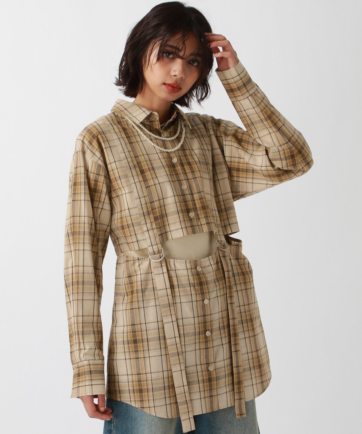 【ページボーイ/PAGEBOY】の2WAYシャツワンピース 人気、トレンドファッション・服の通販 founy(ファニー) 　ファッション　Fashion　レディースファッション　WOMEN　ワンピース　Dress　シャツワンピース　Shirt Dresses　ショート　Short　スリット　Slit　チェック　Check　ボトム　Bottom　ロング　Long　 other-1|ID: prp329100004327079 ipo3291000000030493116