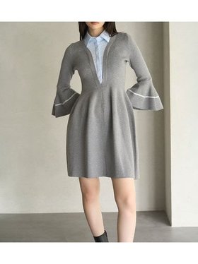 【リリーブラウン/Lily Brown】 シャツドッキングニットワンピース人気、トレンドファッション・服の通販 founy(ファニー) ファッション Fashion レディースファッション WOMEN ワンピース Dress ニットワンピース Knit Dresses トレンド Trend |ID:prp329100004330038