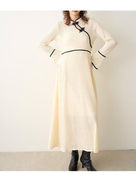 【リリーブラウン/Lily Brown】 レースチャイナワンピース人気、トレンドファッション・服の通販 founy(ファニー) ファッション Fashion レディースファッション WOMEN ワンピース Dress ストレッチ Stretch パイピング Piping フロント Front リボン Ribbon レース Race ヴィンテージ Vintage エレガント 上品 Elegant |ID:prp329100004330147