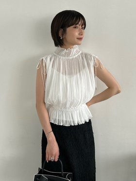 【フレイ アイディー/FRAY I.D】 プリーツペプラムブラウス人気、トレンドファッション・服の通販 founy(ファニー) ファッション Fashion レディースファッション WOMEN トップス・カットソー Tops/Tshirt シャツ/ブラウス Shirts/Blouses インナー Inner キャミソール Camisole シフォン Chiffon シルバー Silver ハイネック High Neck フェミニン Feminine フリル Frills プリーツ Pleats ペプラム Peplum ランダム Random リボン Ribbon 人気 Popularity |ID:prp329100004331464