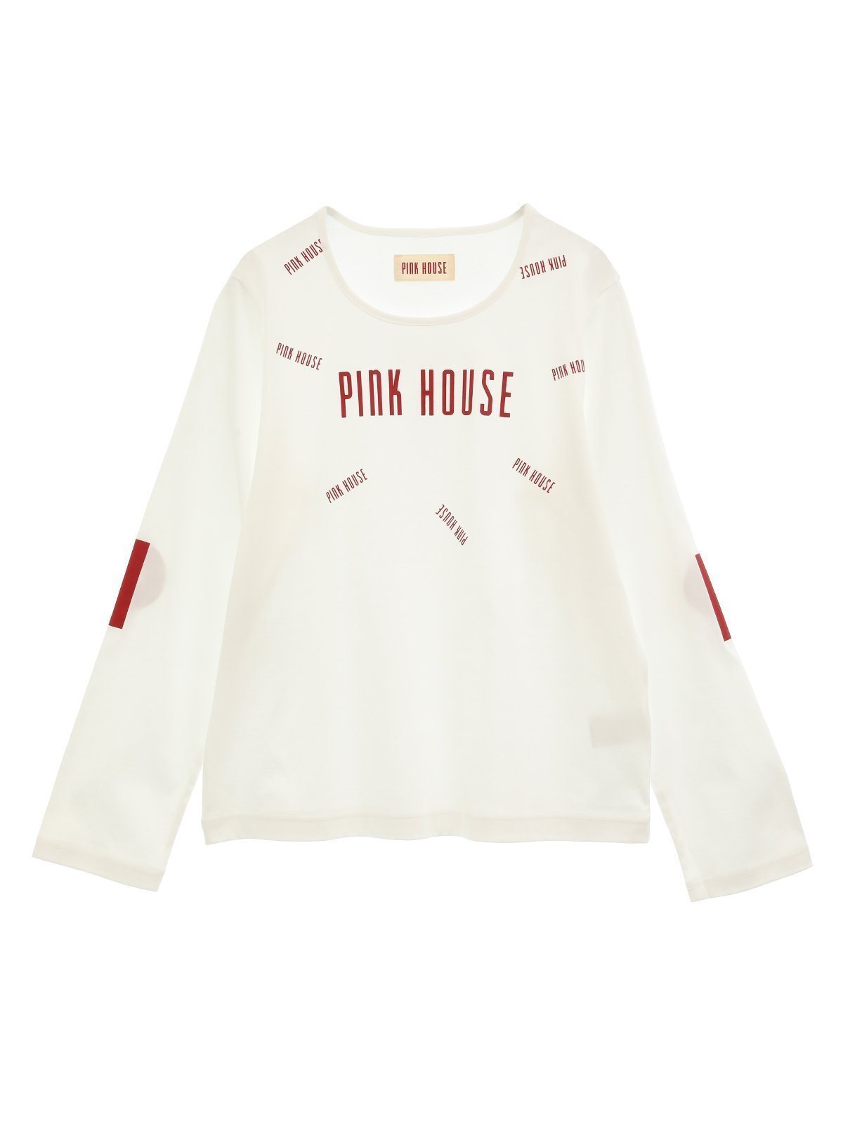 【ピンクハウス/PINK HOUSE】のロゴプリントカットソー インテリア・キッズ・メンズ・レディースファッション・服の通販 founy(ファニー) 　ファッション　Fashion　レディースファッション　WOMEN　トップス・カットソー　Tops/Tshirt　カットソー　Cut and Sewn　カットソー　Cut And Sew　シルケット　Mercerization　フロント　Front　プリント　Print　ランダム　Random　長袖　Long Sleeve　オフシロ|ID: prp329100004333740 ipo3291000000030101956