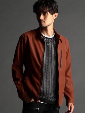 【ニコル/NICOLE / MEN】のフロッキージャージ レザーライクライダース 人気、トレンドファッション・服の通販 founy(ファニー) ファッション Fashion メンズファッション MEN カットソー Cut And Sew シェイプ Shape ストレッチ Stretch プリント Print ライダース Riders ワイヤー Wire |ID:prp329100004333829