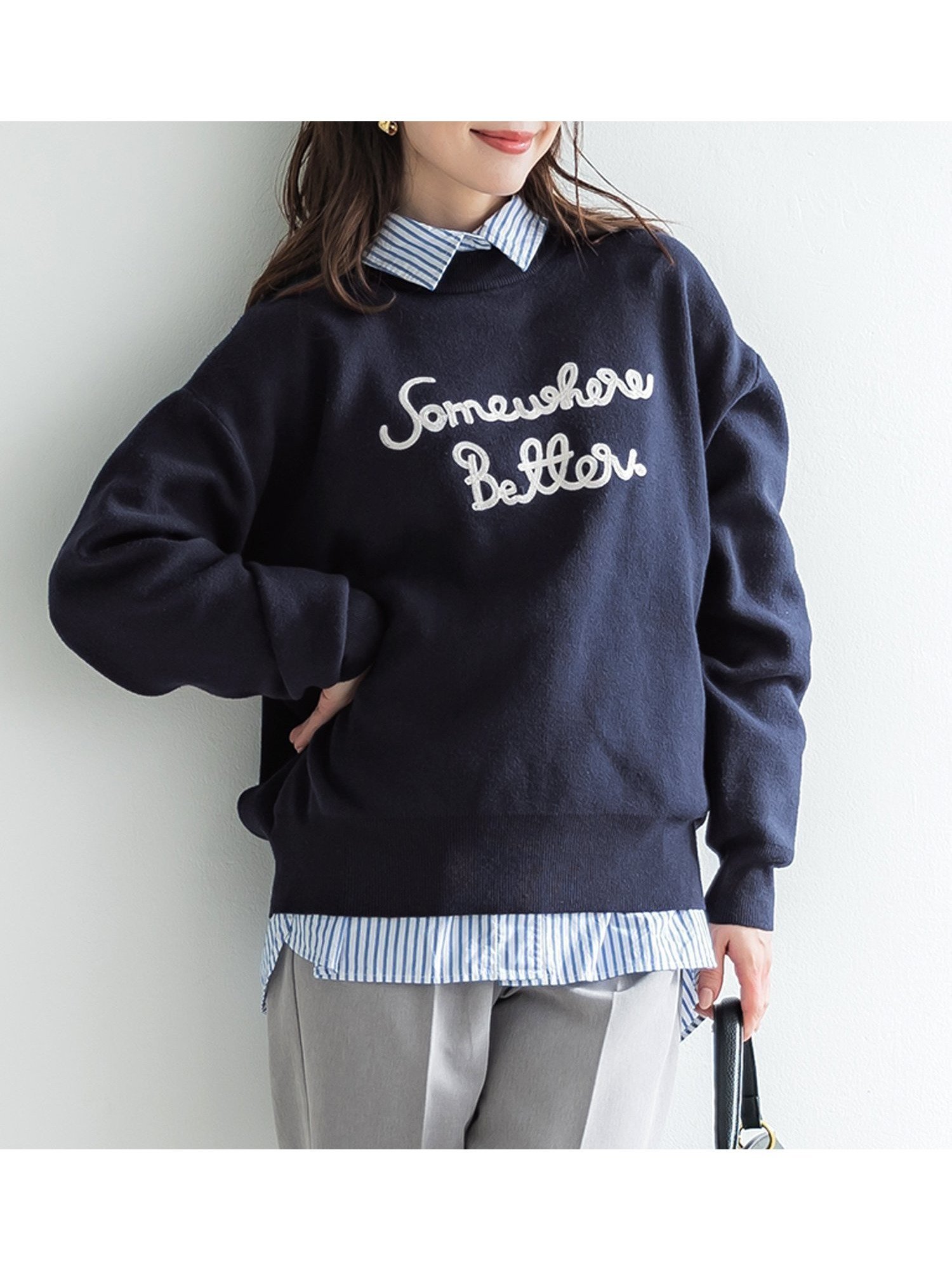 【コカ/COCA】のロゴ刺繍ニット インテリア・キッズ・メンズ・レディースファッション・服の通販 founy(ファニー) 　ファッション　Fashion　レディースファッション　WOMEN　トップス・カットソー　Tops/Tshirt　ニット　Knit Tops　ポケット　Pocket　Navy|ID: prp329100004333897 ipo3291000000030103459