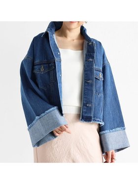 【ヴァン/Vin】のワイドスリーブデニムジャケット 人気、トレンドファッション・服の通販 founy(ファニー) ファッション Fashion レディースファッション WOMEN アウター Coat Outerwear ジャケット Jackets デニムジャケット Denim Jackets クロップド Cropped ジャケット Jacket デニム Denim バランス Balance フリンジ Fringe ワイド Wide |ID:prp329100004334309