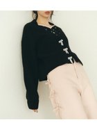 【ファーファー/FURFUR】のビジューリボンニットカーディガン 人気、トレンドファッション・服の通販 founy(ファニー) ファッション Fashion レディースファッション WOMEN トップス・カットソー Tops/Tshirt ニット Knit Tops カーディガン Cardigans カーディガン Cardigan フロント Front thumbnail BLK[009]|ID: prp329100004334371 ipo3291000000030108756