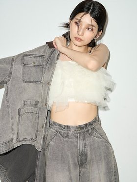 【リリーブラウン/Lily Brown】 ラッフルチュールビスチェ人気、トレンドファッション・服の通販 founy(ファニー) ファッション Fashion レディースファッション WOMEN トップス・カットソー Tops/Tshirt ビスチェ Bustier エアリー Airy シャーリング Shirring チュール Tulle ドット Dot フェミニン Feminine ベロア Velor ランダム Random リボン Ribbon 秋 Autumn/Fall |ID:prp329100004334574