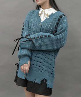 【アクシーズファム/axes femme】のレースアップデザインカーディガン 人気、トレンドファッション・服の通販 founy(ファニー) ファッション Fashion レディースファッション WOMEN トップス・カットソー Tops/Tshirt カーディガン Cardigans おすすめ Recommend オリエンタル Oriental カーディガン Cardigan ダメージ Damage ロング Long 透かし Watermark |ID:prp329100004335728