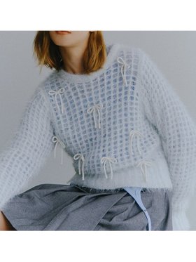 【ファーファー/FURFUR】のシャイニーリボンセーター 人気、トレンドファッション・服の通販 founy(ファニー) ファッション Fashion レディースファッション WOMEN シャイニー Shiny ベスト Vest メッシュ Mesh モチーフ Motif リボン Ribbon 人気 Popularity 長袖 Long Sleeve |ID:prp329100004335780