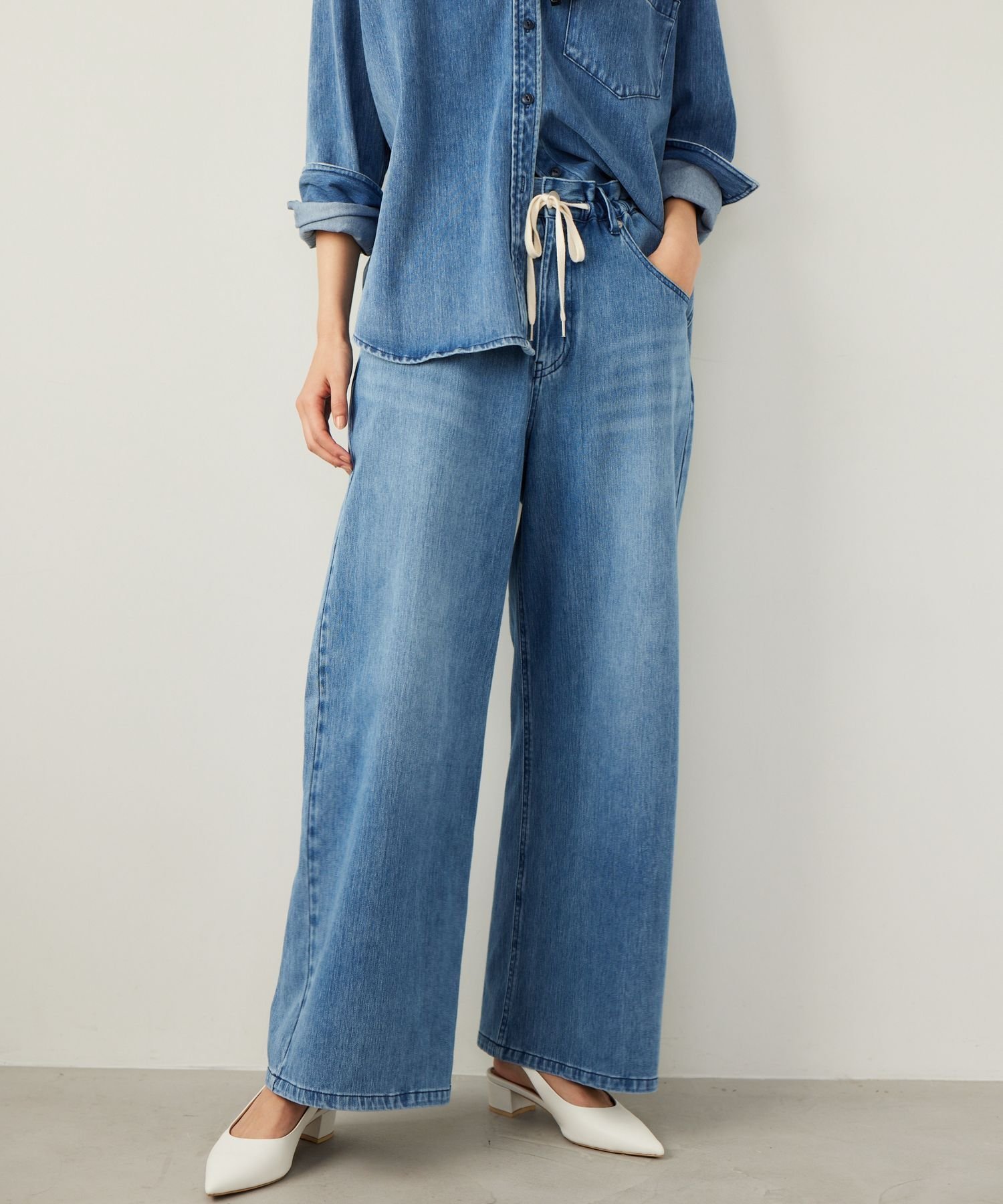 【バンヤードストーム/BARNYARDSTORM】のドロストワイドカットデニム【WEB限定サイズL】 人気、トレンドファッション・服の通販 founy(ファニー) 　ファッション　Fashion　レディースファッション　WOMEN　カットソー　Cut And Sew　シンプル　Simple　ストレッチ　Stretch　セットアップ　Set Up　デニム　Denim　ワイド　Wide　春　Spring　 other-1|ID: prp329100004335953 ipo3291000000032286087