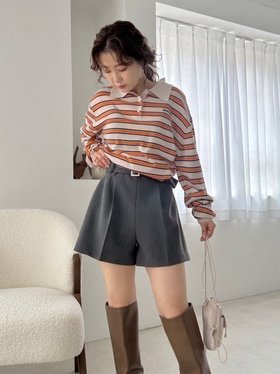 【リリーブラウン/Lily Brown】のベルト付きハイウエストショートパンツ 人気、トレンドファッション・服の通販 founy(ファニー) ファッション Fashion レディースファッション WOMEN パンツ Pants ハーフ / ショートパンツ Short Pants ベルト Belts ショート Short シンプル Simple ダブル Double パイソン Python 無地 Plain Color |ID:prp329100004335980