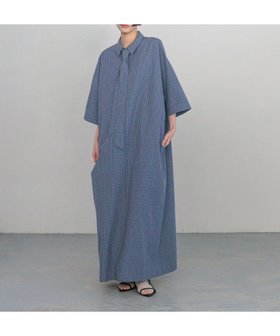 【ローリーズファーム/LOWRYS FARM】 【yuw】ネクタイシャツワンピース人気、トレンドファッション・服の通販 founy(ファニー) ファッション Fashion レディースファッション WOMEN ワンピース Dress シャツワンピース Shirt Dresses チェック Check ハーフ Half バランス Balance フロント Front リネン Linen 再入荷 Restock/Back In Stock/Re Arrival 無地 Plain Color |ID:prp329100004336600