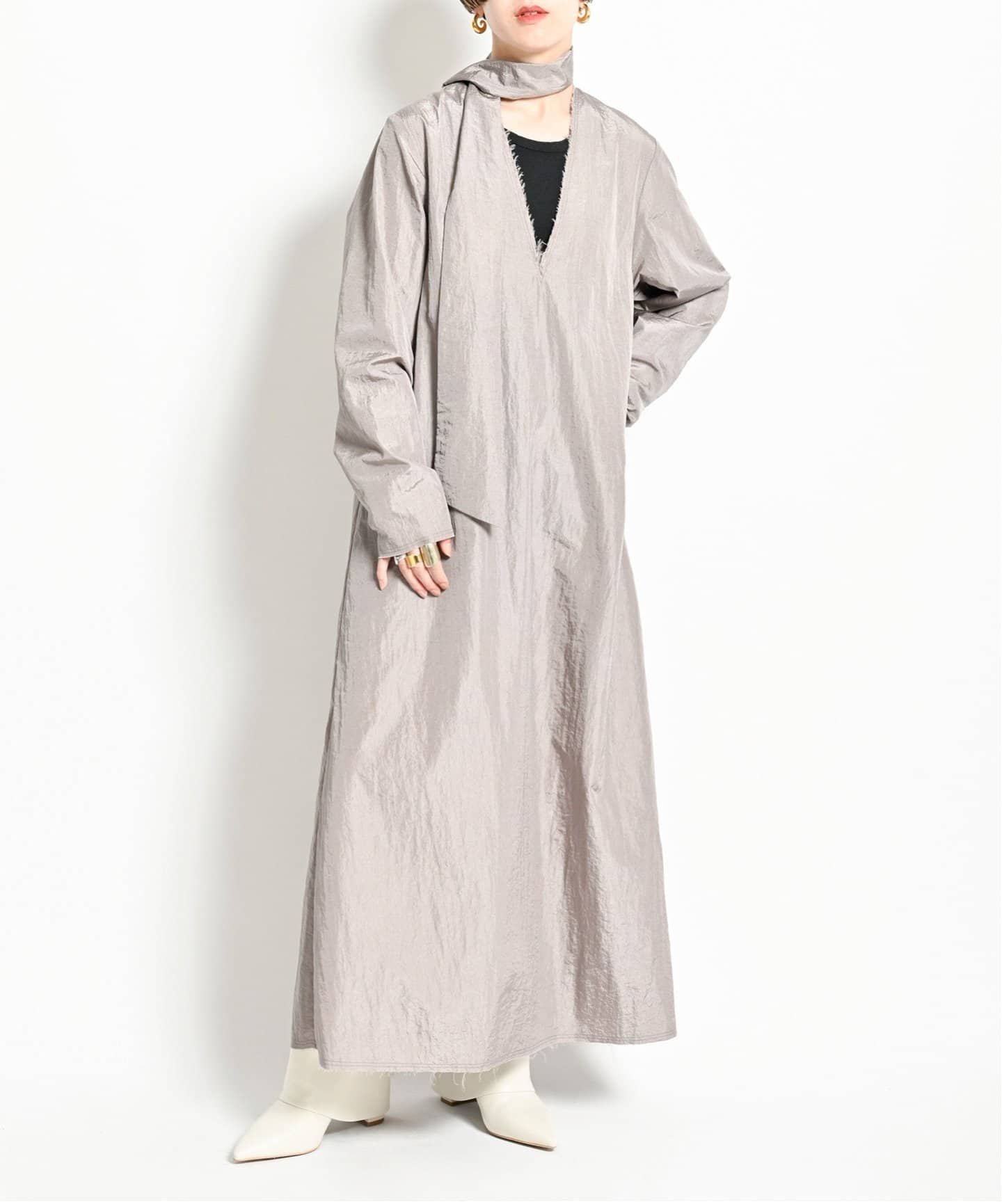 【シティーショップ/CITYSHOP】のV/N LEAN TIE DRESS ワンピース インテリア・キッズ・メンズ・レディースファッション・服の通販 founy(ファニー) 　ファッション　Fashion　レディースファッション　WOMEN　ワンピース　Dress　ドレス　Party Dresses　2024年　2024　2024-2025秋冬・A/W　Aw/Autumn/Winter/Fw/Fall/2024-2025　ストライプ　Stripe　タフタ　Taffeta　ボトム　Bottom　定番　Standard　グレーA|ID: prp329100004336792 ipo3291000000030132210