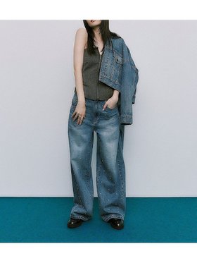 【フレイ アイディー/FRAY I.D】のハイウエストワイドビジューデニムパンツ 人気、トレンドファッション・服の通販 founy(ファニー) ファッション Fashion レディースファッション WOMEN パンツ Pants デニムパンツ Denim Pants デニム Denim ビジュー Bijou ワーク Work |ID:prp329100004338987