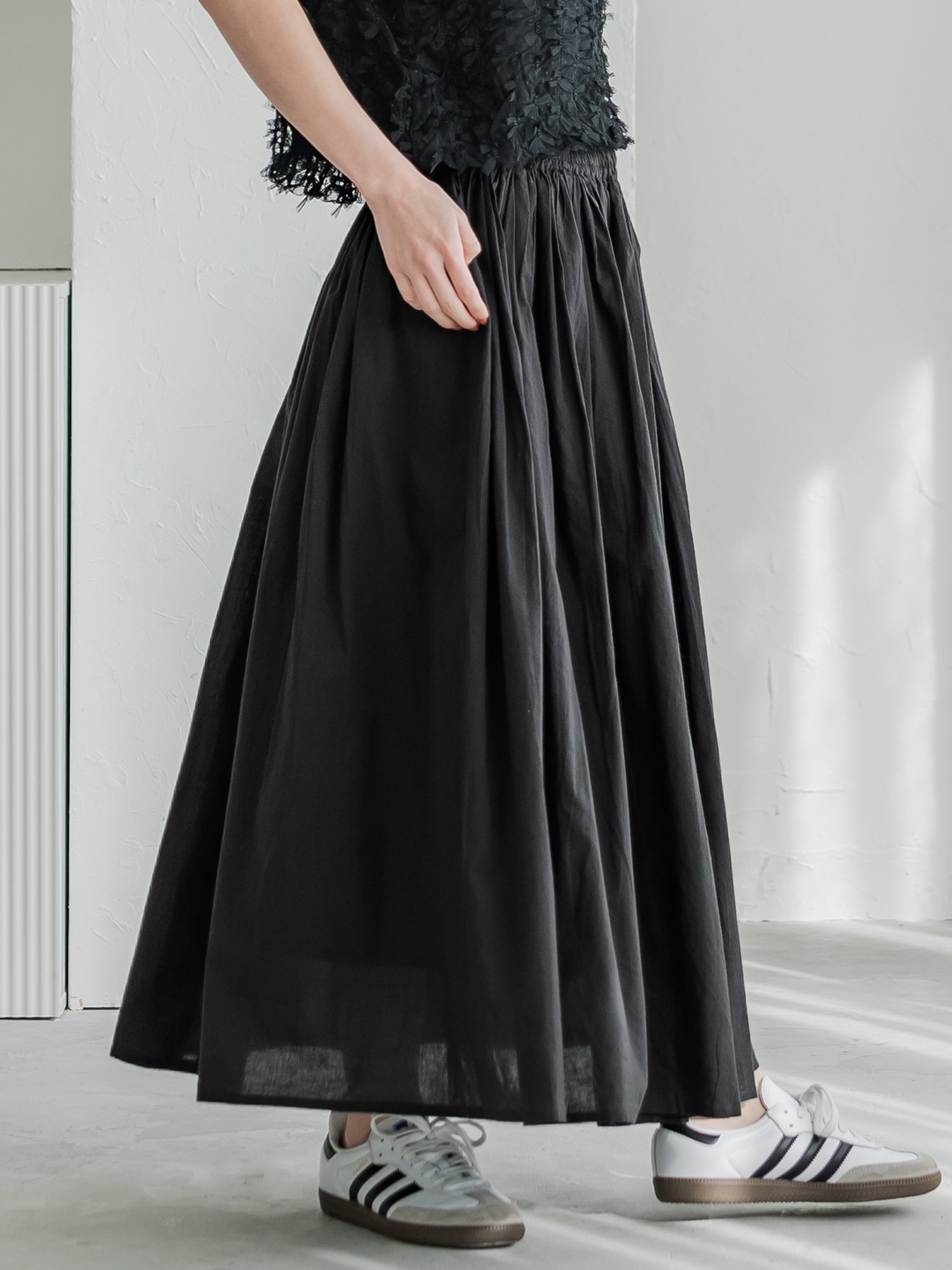 【コカ/COCA】のやわらかしわ感コットンフレアロングスカート インテリア・キッズ・メンズ・レディースファッション・服の通販 founy(ファニー) 　ファッション　Fashion　レディースファッション　WOMEN　スカート　Skirt　ロングスカート　Long Skirt　ポケット　Pocket　Black|ID: prp329100004339028 ipo3291000000031565263