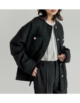 【リエディ/Re:EDIT】のツイードフリンジノーカラージャケット 人気、トレンドファッション・服の通販 founy(ファニー) ファッション Fashion レディースファッション WOMEN アウター Coat Outerwear ジャケット Jackets ノーカラージャケット No Collar Leather Jackets インナー Inner オケージョン Occasion カットソー Cut And Sew クラシカル Classical シルバー Silver ジャケット Jacket ツイード Tweed デニム Denim トレンド Trend 人気 Popularity バランス Balance フェミニン Feminine おすすめ Recommend ビジネス 仕事 通勤 Business |ID:prp329100004339778