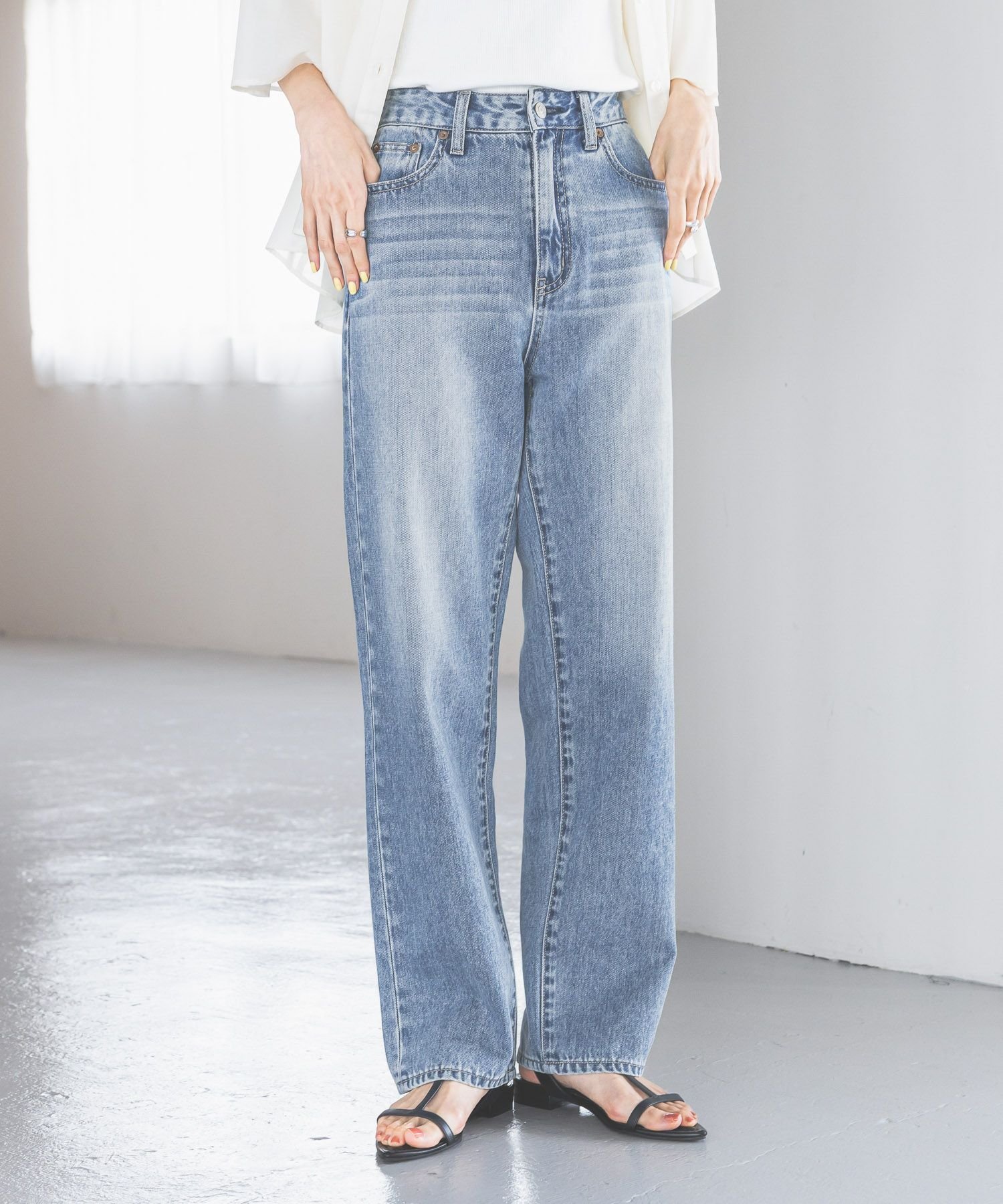 【グローバルワーク/GLOBAL WORK】のGOODデニムストレートパンツ/209645 インテリア・キッズ・メンズ・レディースファッション・服の通販 founy(ファニー) 　ファッション　Fashion　レディースファッション　Fashion for Women　パンツ　Pants & Trousers　コンパクト　Compact, Small Size　ストレート　Straight, Straight Cut　スリム　Slim, Slim Fit　デニム　Denim, Jeans Material　ブルー83|ID: prp329100004340800 ipo3291000000032720685