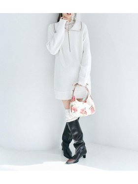 【リリーブラウン/Lily Brown】 フロントジップミニニットワンピース人気、トレンドファッション・服の通販 founy(ファニー) ファッション Fashion レディースファッション WOMEN ワンピース Dress ニットワンピース Knit Dresses おすすめ Recommend オフショルダー Off Shoulder フロント Front ロング Long |ID:prp329100004341220