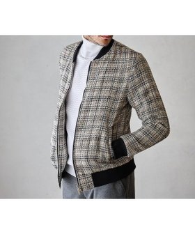 【メンズビギトーキョー/Men's Bigi / MEN】のツィードチェックボンバージャケット 人気、トレンドファッション・服の通販 founy(ファニー) ファッション Fashion メンズファッション MEN スラックス Slacks チェック Check ツィード Tweed ツイード Tweed ブルゾン Blouson |ID:prp329100004341833