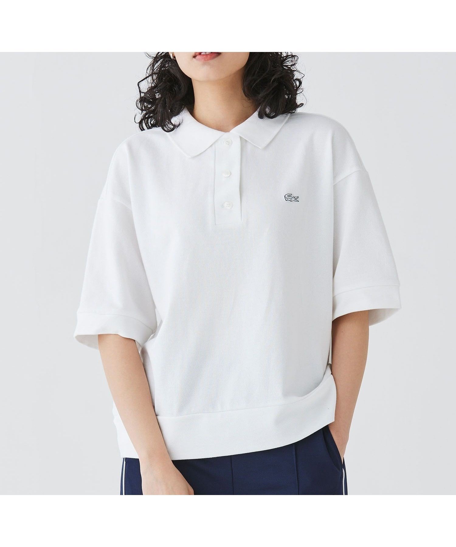 【ラコステ/LACOSTE】のヘビーウェイト キモノスリーブ 鹿の子地ポロシャツ インテリア・キッズ・メンズ・レディースファッション・服の通販 founy(ファニー) 　ファッション　Fashion　レディースファッション　WOMEN　トップス・カットソー　Tops/Tshirt　シャツ/ブラウス　Shirts/Blouses　ポロシャツ　Polo Shirts　おすすめ　Recommend　バランス　Balance　フィット　Fit　ポロシャツ　Polo Shirt　リラックス　Relax　ワイド　Wide　エレガント 上品　Elegant　鹿の子　Pique　ホワイト|ID: prp329100004344580 ipo3291000000031939592