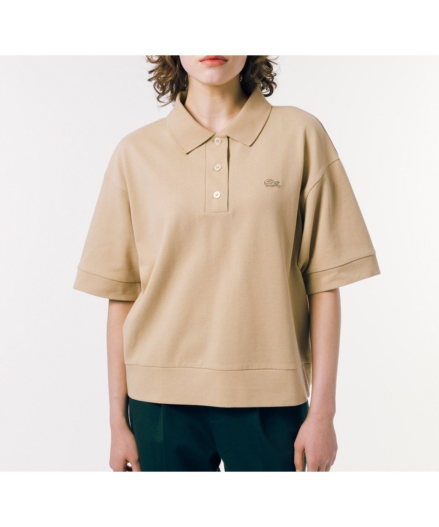 【ラコステ/LACOSTE】のヘビーウェイト キモノスリーブ 鹿の子地ポロシャツ インテリア・キッズ・メンズ・レディースファッション・服の通販 founy(ファニー) 　ファッション　Fashion　レディースファッション　WOMEN　トップス・カットソー　Tops/Tshirt　シャツ/ブラウス　Shirts/Blouses　ポロシャツ　Polo Shirts　おすすめ　Recommend　バランス　Balance　フィット　Fit　ポロシャツ　Polo Shirt　リラックス　Relax　ワイド　Wide　エレガント 上品　Elegant　鹿の子　Pique　ベージュ|ID: prp329100004344580 ipo3291000000031939594