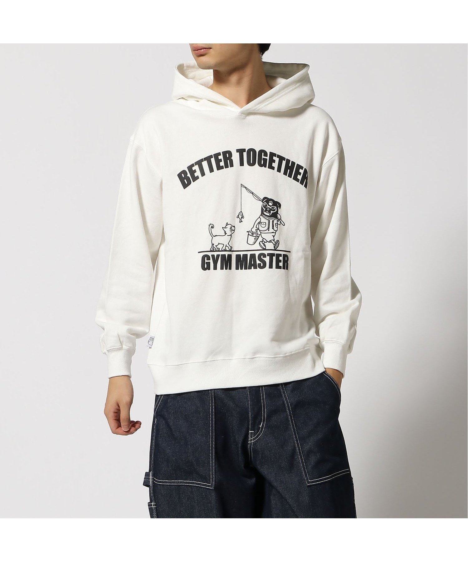 【ジムマスター/gym master / MEN】のgym master/10.3oz BETTER TOGETHERスウェットプルパーカー インテリア・キッズ・メンズ・レディースファッション・服の通販 founy(ファニー) 　ファッション　Fashion　メンズファッション　MEN　キャラクター　Character　グラフィック　Graphic　シンプル　Simple　プリント　Print　定番　Standard　ホワイト|ID: prp329100004344758 ipo3291000000030325964