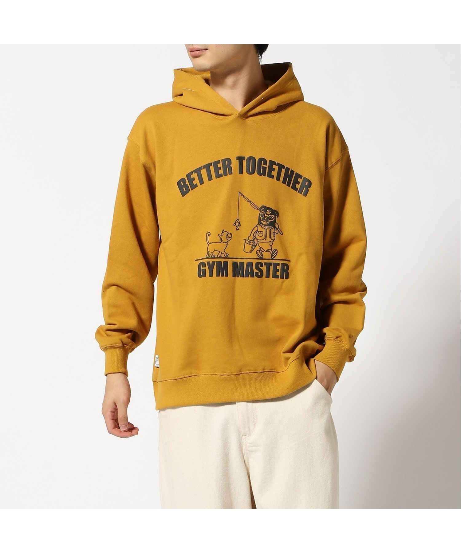 【ジムマスター/gym master / MEN】のgym master/10.3oz BETTER TOGETHERスウェットプルパーカー インテリア・キッズ・メンズ・レディースファッション・服の通販 founy(ファニー) 　ファッション　Fashion　メンズファッション　MEN　キャラクター　Character　グラフィック　Graphic　シンプル　Simple　プリント　Print　定番　Standard　マスタード|ID: prp329100004344758 ipo3291000000030325965