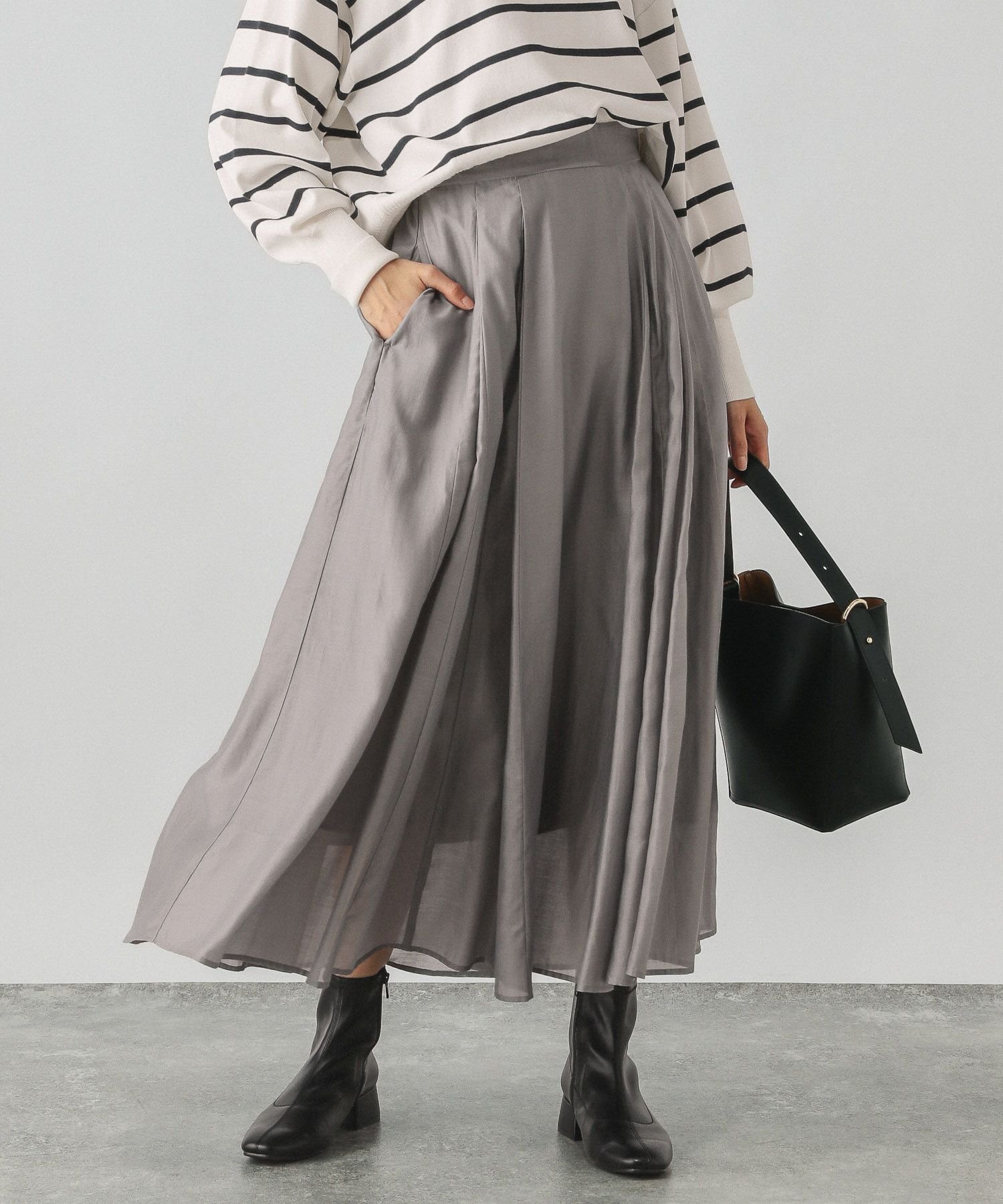 【グローバルワーク/GLOBAL WORK】のシアータックフレアスカート/253432 インテリア・キッズ・メンズ・レディースファッション・服の通販 founy(ファニー) 　ファッション　Fashion　レディースファッション　Fashion for Women　スカート　Skirts　Aライン・フレアスカート　A-Line & Flared Skirts　ギャザー　Gathered, Ruffled　シアー　Sheer, See-Through　ジャケット　Jacket, Outerwear　スウェット / スエット　Sweatshirt, Sweatwear　フレア　Flare, Flared　楽ちん　Easy Fit, Comfortable　ライトグレー12|ID: prp329100004344759 ipo3291000000032600833