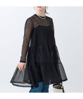 【イエナ/IENA】 ティアードシアーミニワンピース人気、トレンドファッション・服の通販 founy(ファニー) ファッション Fashion レディースファッション WOMEN ワンピース Dress 2025年 2025 2025春夏・S/S Ss,Spring/Summer,2025 おすすめ Recommend カットソー Cut And Sew シアー Sheer デニム Denim フェミニン Feminine 長袖 Long Sleeve |ID:prp329100004344954