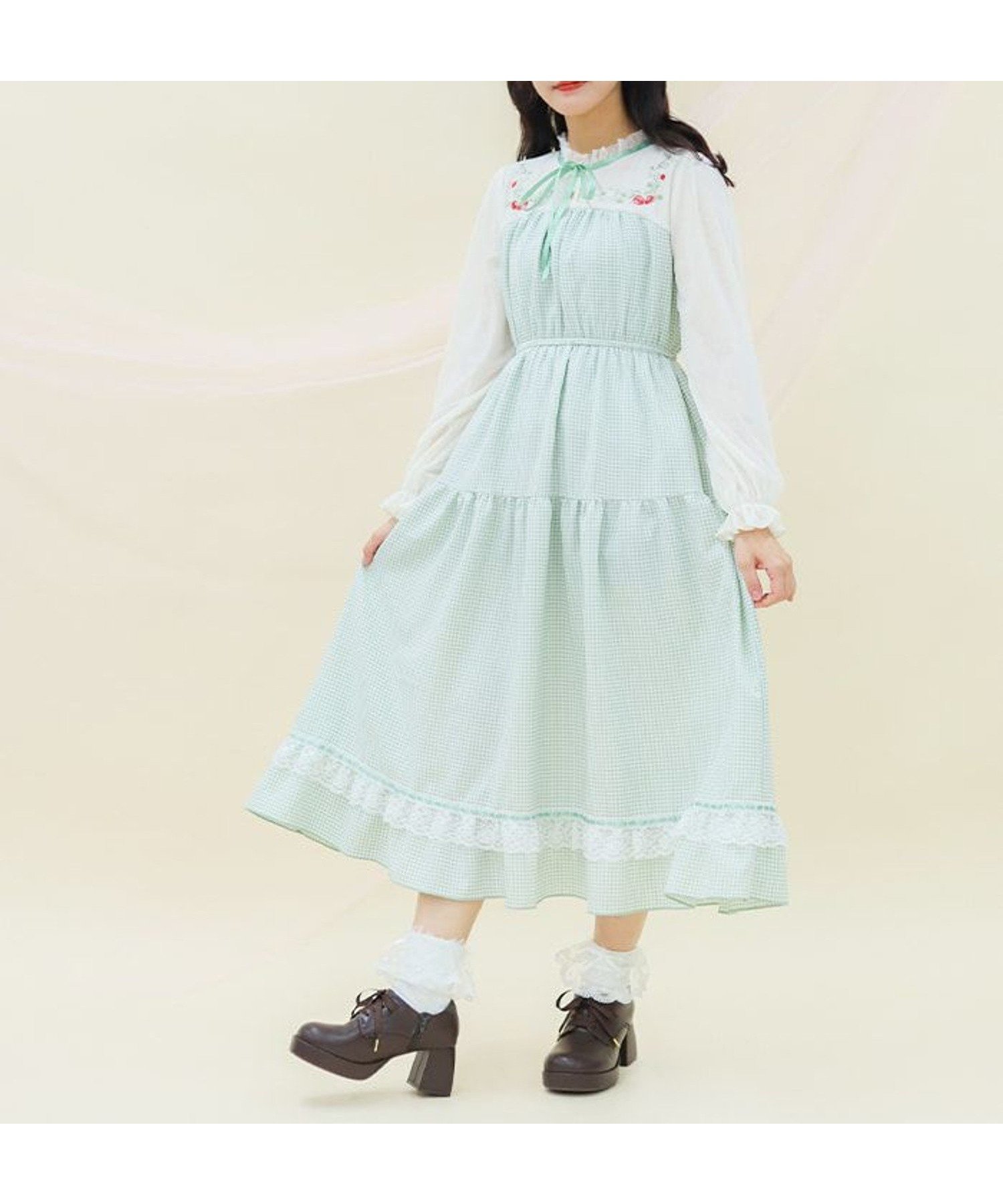 【アクシーズファム/axes femme】のストロベリーガーデンワンピース インテリア・キッズ・メンズ・レディースファッション・服の通販 founy(ファニー) 　ファッション　Fashion　レディースファッション　WOMEN　ワンピース　Dress　おすすめ　Recommend　なめらか　Smooth　ギンガム　Gingham　チェック　Check　春　Spring　グリーン|ID: prp329100004345821 ipo3291000000030332962