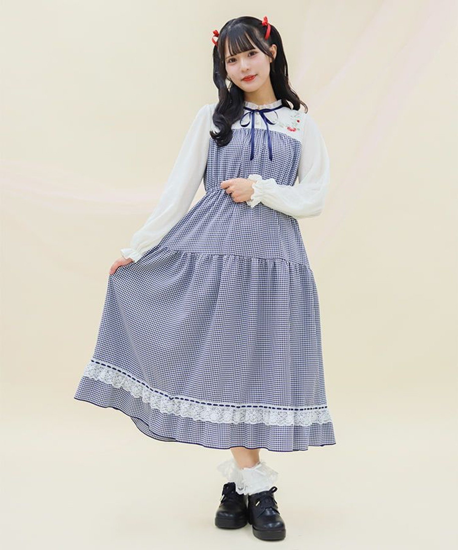 【アクシーズファム/axes femme】のストロベリーガーデンワンピース インテリア・キッズ・メンズ・レディースファッション・服の通販 founy(ファニー) 　ファッション　Fashion　レディースファッション　WOMEN　ワンピース　Dress　おすすめ　Recommend　なめらか　Smooth　ギンガム　Gingham　チェック　Check　春　Spring　紺|ID: prp329100004345821 ipo3291000000030332963