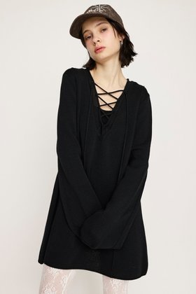 【スライ/SLY】のV/N LACE UP KNIT ワンピース 人気、トレンドファッション・服の通販 founy(ファニー) ファッション Fashion レディースファッション WOMEN ワンピース Dress カットソー Cut And Sew ミラノリブ Milan Ribs |ID:prp329100004352870