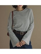 【リエディ/Re:EDIT】のクルーネックフレアスリーブリブカットソートップス 人気、トレンドファッション・服の通販 founy(ファニー) ファッション Fashion レディースファッション WOMEN トップス・カットソー Tops/Tshirt カットソー Cut and Sewn カットソー Cut And Sew キャミワンピース Cami Dress シンプル Simple スリーブ Sleeve トレンド Trend フィット Fit フレア Flare ベーシック Basic ボーダー Border 無地 Plain Color ロング Long エレガント 上品 Elegant thumbnail ホワイトブラック|ID: prp329100004353276 ipo3291000000030402747