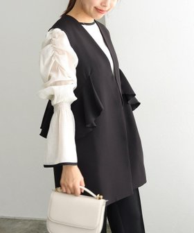 【ピエロ/Pierrot】 フリルデザインジレ人気、トレンドファッション・服の通販 founy(ファニー) ファッション Fashion レディースファッション WOMEN アウター Coat Outerwear トップス・カットソー Tops/Tshirt ベスト/ジレ Gilets/Vests ジョーゼット Georgette フリル Frills フロント Front |ID:prp329100004353363