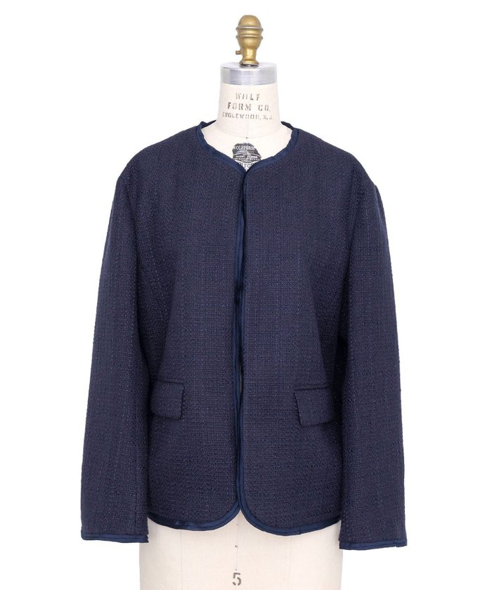 【ドゥロワー/DRAWER】のSPRING バスケットノーカラージャケット(NAVY) インテリア・キッズ・メンズ・レディースファッション・服の通販 founy(ファニー) https://founy.com/ ファッション Fashion レディースファッション WOMEN アウター Coat Outerwear ジャケット Jackets ノーカラージャケット No Collar Leather Jackets シルク Silk ジャケット Jacket セレモニー Ceremony ツィード Tweed ツイード Tweed トリミング Trimming フォルム Form フリル Frills ブライト Bright ベーシック Basic ランダム Random エレガント 上品 Elegant |ID: prp329100004354105 ipo3291000000030409782