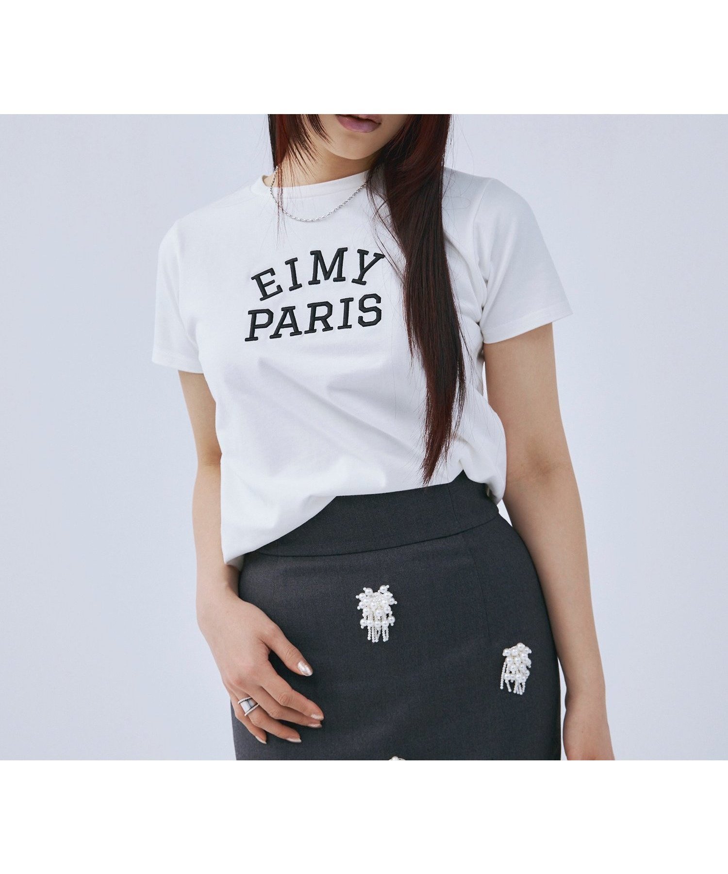 【エイミーイストワール/eimy istoire】のEIMY PARIS Tシャツ 人気、トレンドファッション・服の通販 founy(ファニー) 　ファッション　Fashion　レディースファッション　WOMEN　トップス・カットソー　Tops/Tshirt　シャツ/ブラウス　Shirts/Blouses　ロング / Tシャツ　T-Shirts　カーディガン　Cardigan　シンプル　Simple　ジャケット　Jacket　スニーカー　Sneakers　デニム　Denim　フェミニン　Feminine　フレンチ　French　フロント　Front　リラックス　Relax　エレガント 上品　Elegant　 other-1|ID: prp329100004354629 ipo3291000000030414540