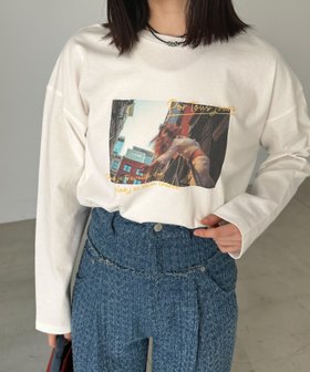 【ドゥ アルシーヴ/Doux archives】のフォトプリントロンTee 人気、トレンドファッション・服の通販 founy(ファニー) ファッション Fashion レディースファッション WOMEN トップス・カットソー Tops/Tshirt ロング / Tシャツ T-Shirts ショルダー Shoulder ドロップ Drop プリント Print |ID:prp329100004354661