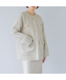 【アパートバイローリーズ/apart by lowrys】のツイードノーカラージャケット 人気、トレンドファッション・服の通販 founy(ファニー) ファッション Fashion レディースファッション WOMEN アウター Coat Outerwear ジャケット Jackets ノーカラージャケット No Collar Leather Jackets おすすめ Recommend ジャケット Jacket セレモニー Ceremony ツイード Tweed デニム Denim フェイク Fake フリンジ Fringe フロント Front プリント Print ボトム Bottom ポケット Pocket ミックス Mix ミリタリー Military リラックス Relax エレガント 上品 Elegant ビジネス 仕事 通勤 Business |ID:prp329100004355804