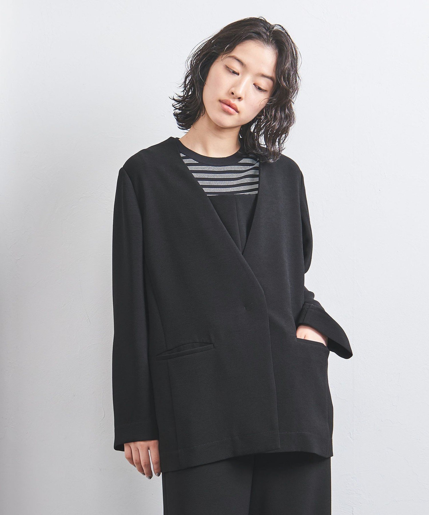 【ユナイテッドアローズ/UNITED ARROWS】のCOMFY Vノーカラー ジャケット 人気、トレンドファッション・服の通販 founy(ファニー) 　ファッション　Fashion　レディースファッション　WOMEN　アウター　Coat Outerwear　ジャケット　Jackets　ノーカラージャケット　No Collar Leather Jackets　アクセサリー　Accessories　インナー　Inner　吸水　Water Absorption　シンプル　Simple　ジャケット　Jacket　デニム　Denim　人気　Popularity　フロント　Front　別注　Special Order　ミックス　Mix　リラックス　Relax　おすすめ　Recommend　夏　Summer　ビジネス 仕事 通勤　Business　 other-1|ID: prp329100004356499 ipo3291000000030442016