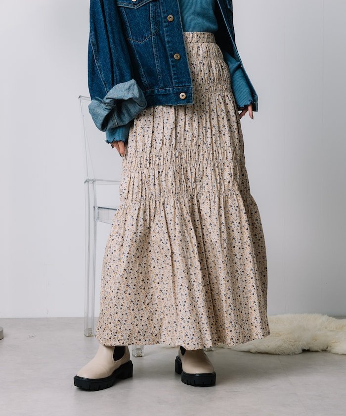 【フリークスストア/FREAK'S STORE】の花柄 シャーリングギャザースカート 24AW 人気、トレンドファッション・服の通販 founy(ファニー) 　ファッション　Fashion　レディースファッション　WOMEN　スカート　Skirt　2024年　2024　2024-2025秋冬・A/W　Aw/Autumn/Winter/Fw/Fall/2024-2025　冬　Winter　ギャザー　Gather　トレンド　Trend　フェミニン　Feminine　ロング　Long　A/W・秋冬　Aw・Autumn/Winter・Fw・Fall-Winter　 other-1|ID: prp329100004357952 ipo3291000000030458977