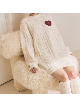 【ジェラート ピケ/gelato pique】 【Valentine】ハートアランワンピース人気、トレンドファッション・服の通販 founy(ファニー) ファッション Fashion レディースファッション WOMEN ワンピース Dress ソックス Socks ロング Long 人気 Popularity |ID:prp329100004360694