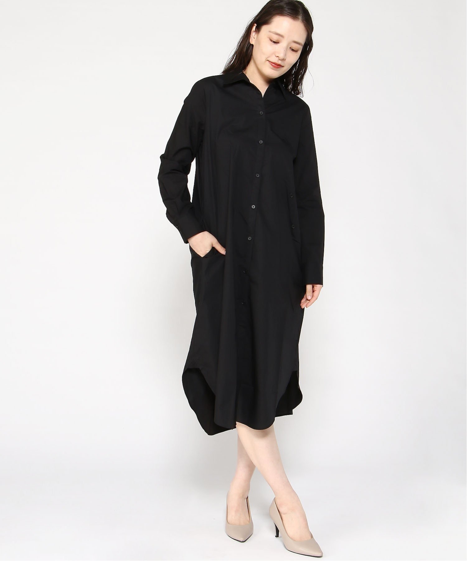 【バナナ リパブリック/BANANA REPUBLIC】のLS WVN WRAP SHIRTDRESS インテリア・キッズ・メンズ・レディースファッション・服の通販 founy(ファニー) 　ファッション　Fashion　レディースファッション　WOMEN　トップス・カットソー　Tops/Tshirt　シャツ/ブラウス　Shirts/Blouses　ワンピース　Dress　ドレス　Party Dresses　ショルダー　Shoulder　ストレート　Straight　ドレス　Dress　ドロップ　Drop　フロント　Front　ラップ　Wrap　人気　Popularity　定番　Standard　BR_BLACK|ID: prp329100004361815 ipo3291000000030492456