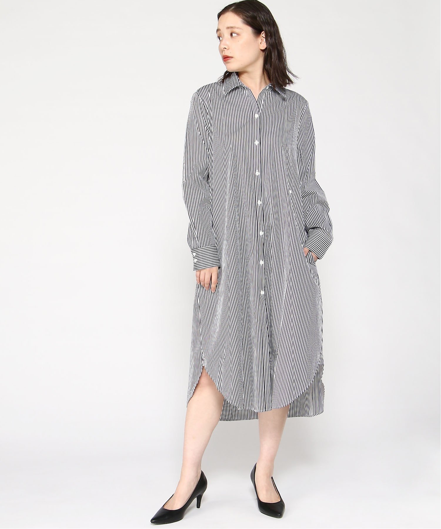 【バナナ リパブリック/BANANA REPUBLIC】のLS WVN WRAP SHIRTDRESS インテリア・キッズ・メンズ・レディースファッション・服の通販 founy(ファニー) 　ファッション　Fashion　レディースファッション　WOMEN　トップス・カットソー　Tops/Tshirt　シャツ/ブラウス　Shirts/Blouses　ワンピース　Dress　ドレス　Party Dresses　ショルダー　Shoulder　ストレート　Straight　ドレス　Dress　ドロップ　Drop　フロント　Front　ラップ　Wrap　人気　Popularity　定番　Standard　NAVY_STRIPE|ID: prp329100004361815 ipo3291000000030492457