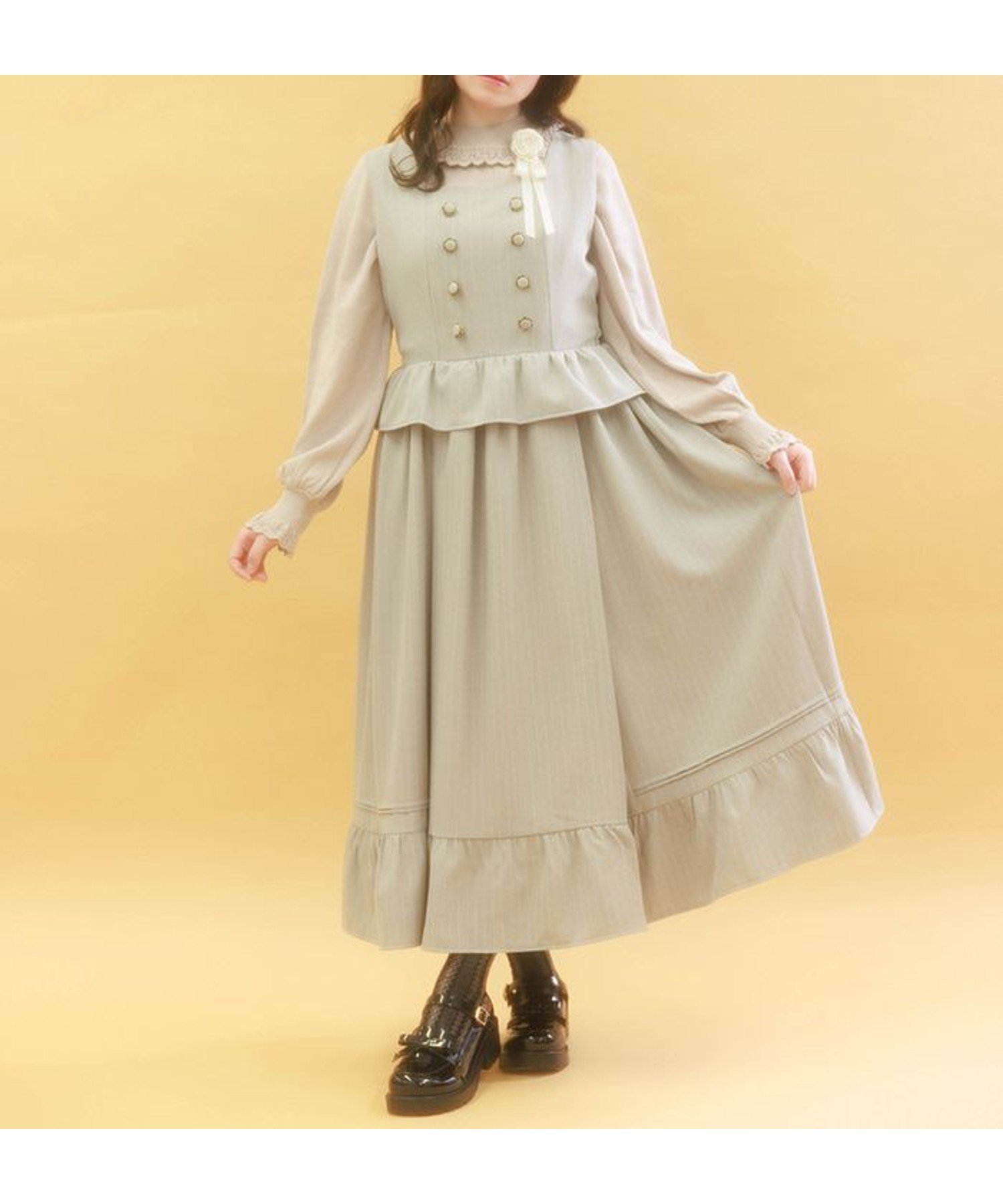 【アクシーズファム/axes femme】のW釦ペプラムドッキングジャンスカ 人気、トレンドファッション・服の通販 founy(ファニー) 　ファッション　Fashion　レディースファッション　WOMEN　おすすめ　Recommend　リボン　Ribbon　 other-1|ID: prp329100004361884 ipo3291000000030492938