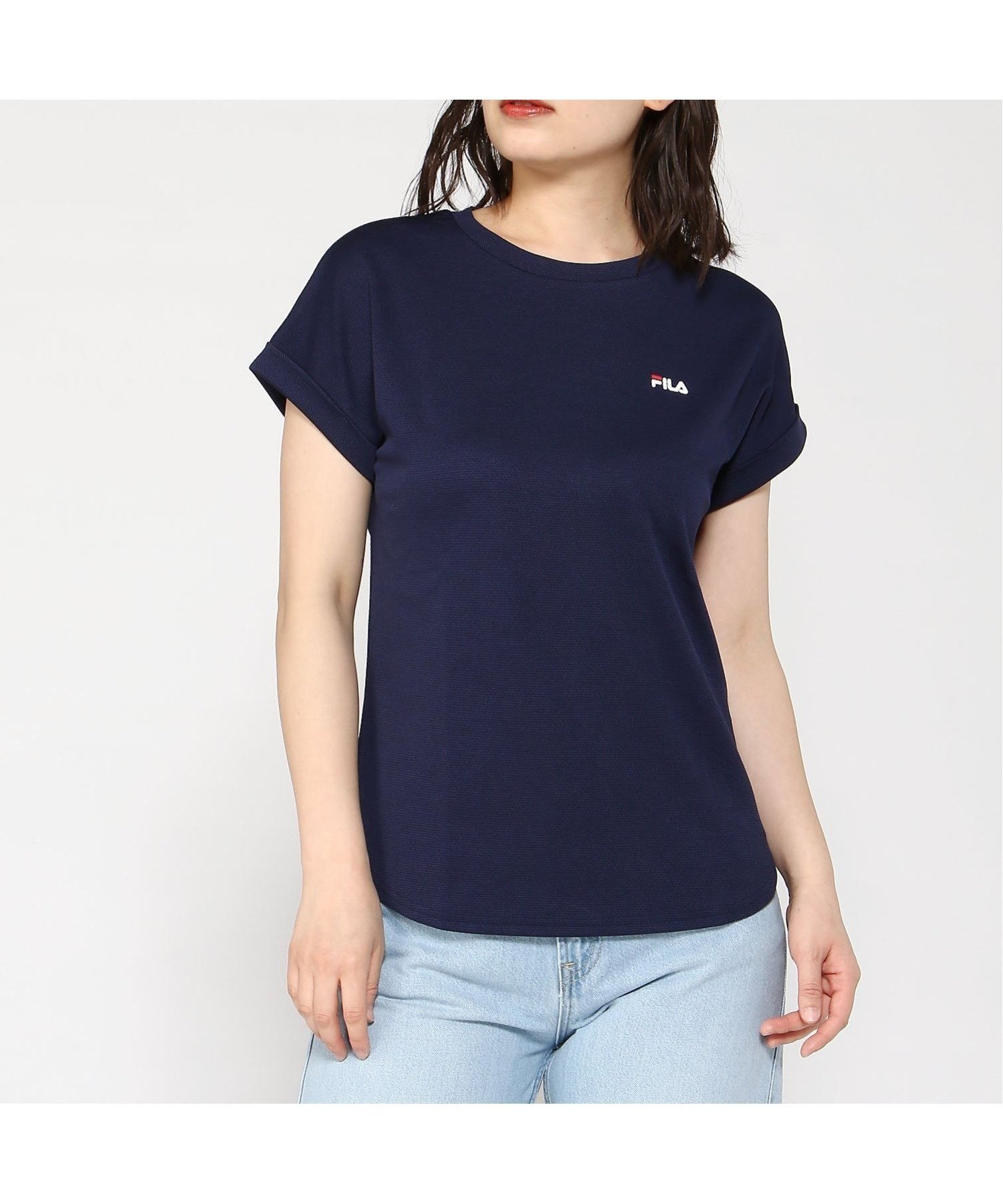 【ニッキー/nikki】のFILA/半袖UVTシャツ インテリア・キッズ・メンズ・レディースファッション・服の通販 founy(ファニー) 　ファッション　Fashion　レディースファッション　WOMEN　トップス・カットソー　Tops/Tshirt　シャツ/ブラウス　Shirts/Blouses　ロング / Tシャツ　T-Shirts　ショート　Short　スタイリッシュ　Stylish　スリーブ　Sleeve　パーカー　Hoodie　プリント　Print　レギンス　Leggings　ワーク　Work　半袖　Short Sleeve　定番　Standard　犬　Dog　NV|ID: prp329100004362053 ipo3291000000030495022