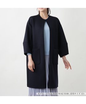 【レリアンプラスハウス/Leilian PLUS HOUSE】のノーカラーロングコ-ト 人気、トレンドファッション・服の通販 founy(ファニー) ファッション Fashion レディースファッション WOMEN シンプル Simple トレンド Trend フロント Front ポケット Pocket リラックス Relax 軽量 Lightweight |ID:prp329100004362806