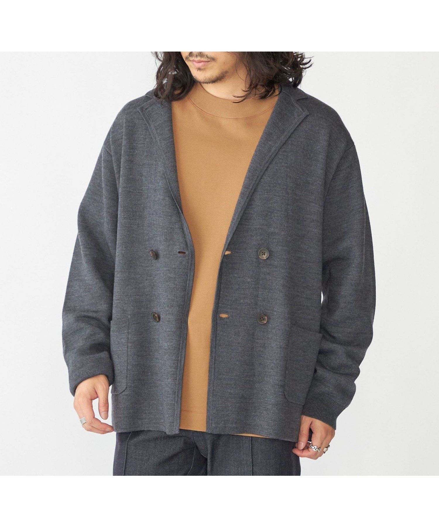 【シップス/SHIPS / MEN】のSHIPS ダブル ニット ジャケット インテリア・キッズ・メンズ・レディースファッション・服の通販 founy(ファニー) 　ファッション　Fashion　メンズファッション　MEN　おすすめ　Recommend　カットソー　Cut And Sew　カーディガン　Cardigan　クラシック　Classic　ジャケット　Jacket　ダブル　Double　デニム　Denim　A/W・秋冬　Aw・Autumn/Winter・Fw・Fall-Winter　ダークグレー|ID: prp329100004364077 ipo3291000000030518272